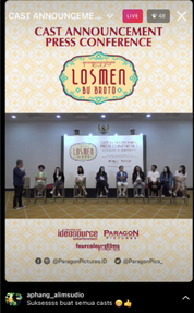 Cast announcement press conference Losmen Bu Broto disiarkan live di Instagram