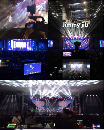 Produksi multi-camera dengan jimmy jib pada konser panggung besar